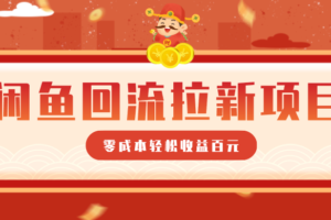 零门槛闲鱼回流拉新项目，非常适合新手操作，轻松收益几百元