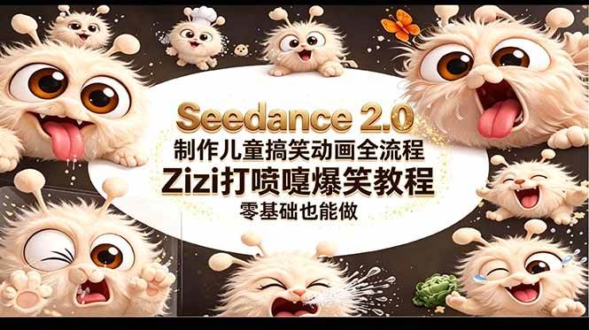 （18211期）Seedance 2.0 制作儿童搞笑动画全流程Zizi打喷嚏爆笑教程｜零基础也能做