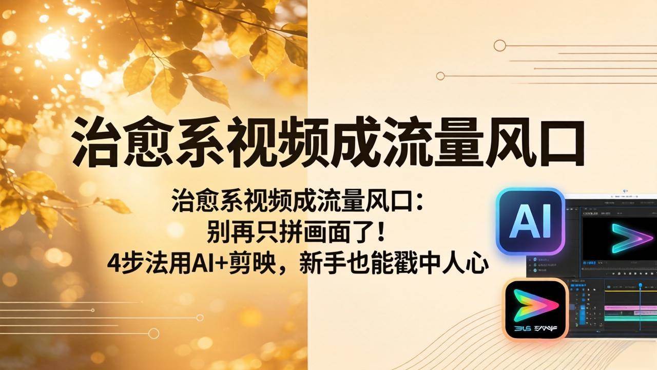 （18219期）治愈系视频成流量风口：别再只拼画面了！4步法用AI+剪映，新手也能戳中人心