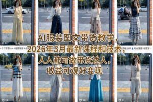 AI服装图文带货教学,2026年3月最新课程和技术,人人都可做带货达人,收益可观好变现