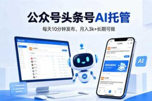 公众号头条号AI托管,我提供作品,你每天10分钟发布,月入3k+长期可做【揭秘】