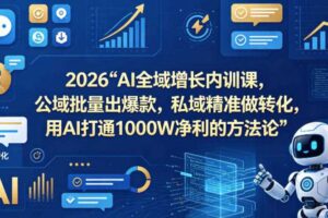 2026AI全域增长内训课，公域批量出爆款，私域精准做转化，用AI打通1000W净利的方法论