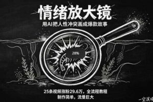 AI制作“情绪放大镜“视频，25条视频涨粉29.6W粉，流量巨大，制作简单，全流程教程