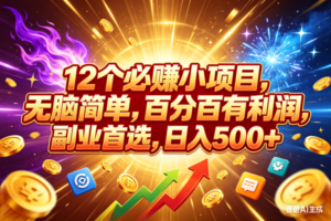 (18062期)12个必赚小项目,百分百赚米,无脑简单,副业首选,日入500+