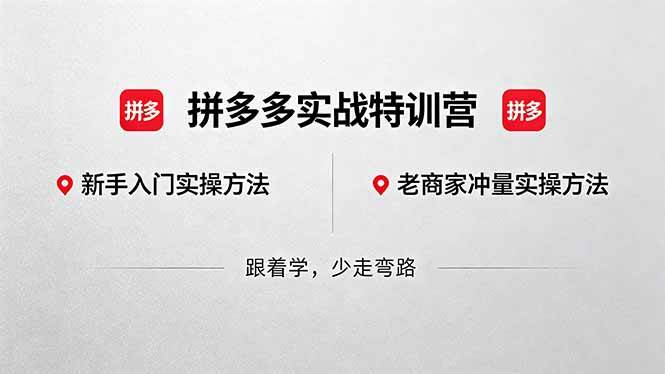 （18309期）拼多多实战特训营(更新5月3)：不管是新手入门或老商家冲量，都有实操方法，跟着学，少走弯路