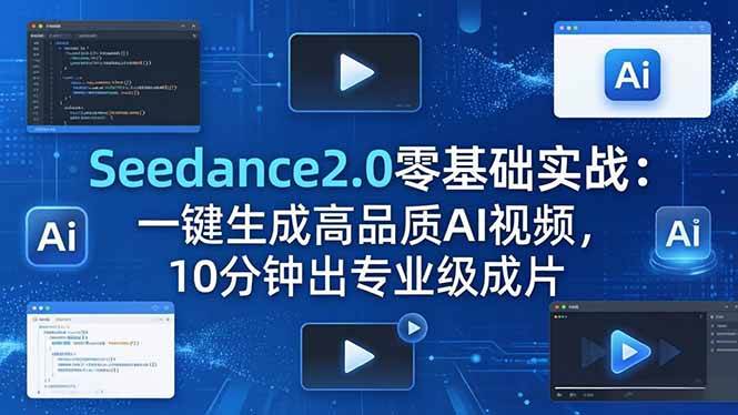 （18323期）Seedance2.0零基础实战：一键生成高品质AI视频，10分钟出专业级成片