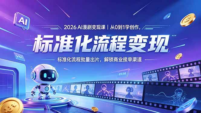 （18643期）2026AI漫剧变现课｜从0到1学创作，标准化流程批量出片，解锁商业接单渠道-大牛创业网