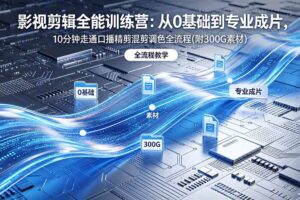 (18664期)2026影视剪辑全能实战课|0基础到专业成片,全流程教学,高清带300G素材