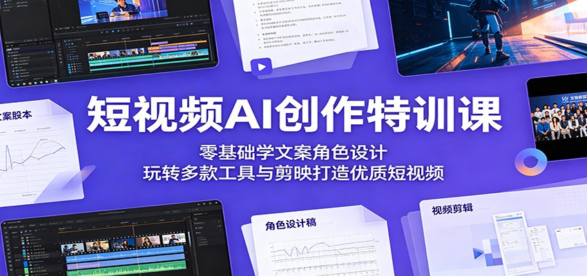 短视频AI创作特训课:零基础学文案角色设计,玩转多款工具与剪映打造优质短视频