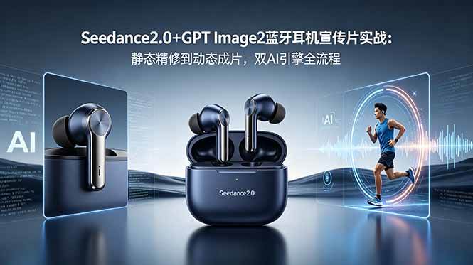 （18730期）Seedance2.0+GPT Image2蓝牙耳机宣传片实战：静态精修到动态成片，双AI引擎全流程