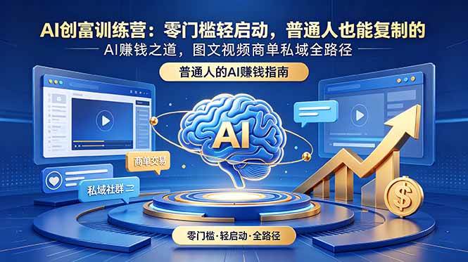 （18911期）AI创富训练营：零门槛轻启动，普通人也能复制的AI赚钱之道，图文视频商单私域全路径