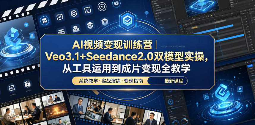 AI视频变现训练营｜Veo3.1+Seedance2.0双模型实操，从工具运用到成片变现全教学-后生网课库