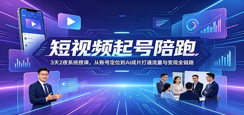 短视频起号陪跑：3天2夜系统授课，从账号定位到AI成片打通流量与变现全链路-后生网课库