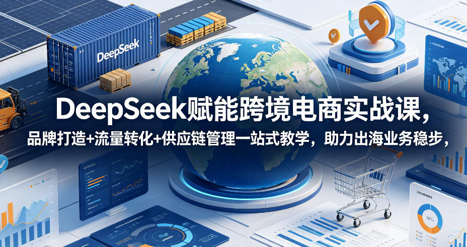 DeepSeek赋能跨境电商实战课,品牌打造+流量转化+供应链管理一站式教学,助力出海业务稳步发展-后生网课库