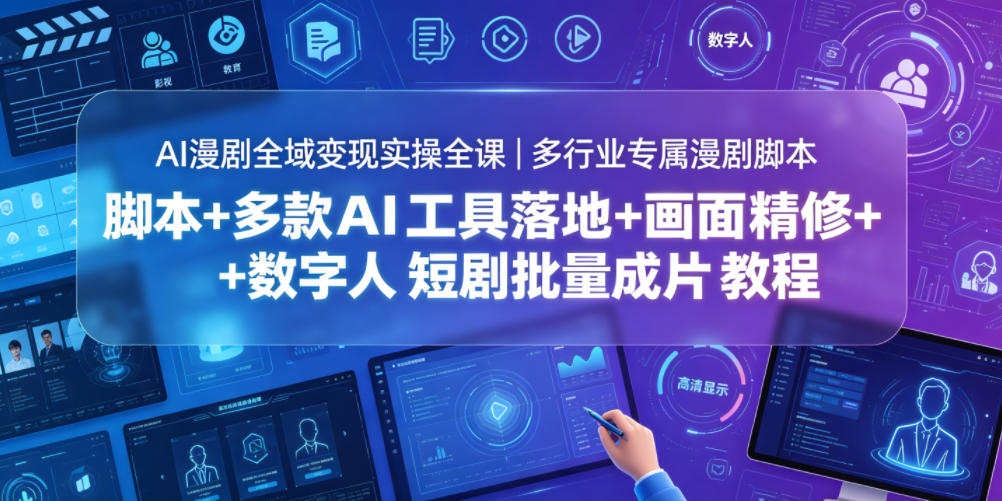 AI漫剧全域变现实操全课|多行业专属漫剧脚本+多款AI工具落地+画面精修+数字人短剧批量成片全教程-后生网课库