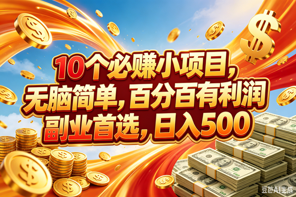 （18918期）10个必赚的小项目，百分百赚元子，无脑简单，副业首选，日入500+