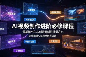 (19159期)AI视频创作进阶必修课程:零基础小白从创意策划到批量产出,完整跑通AI视频全创作链路