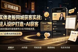 （19320期）实体老板同城获客实战：轻人设IP打造×AI获客，低成本撬动抖音视频号小红书同城流量