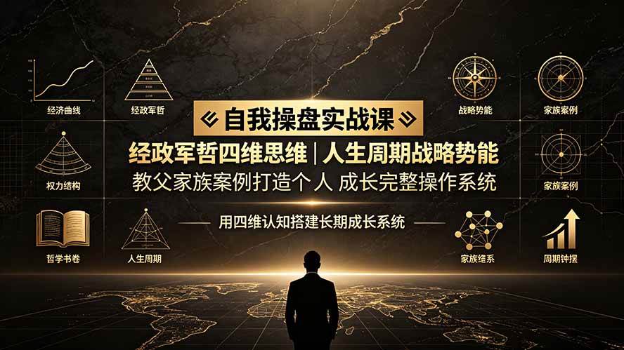 （19398期）自我操盘实战课：经政军哲四维思维｜人生周期战略势能｜教父家族案例打造个人成长完整操作系统