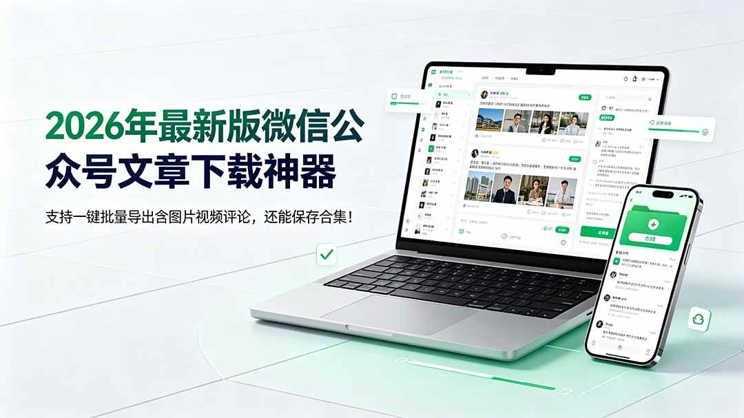 （19486期）2026年最新版微信公众号文章下载神器，支持一键批量导出含图片视频评论，还能保存合集！