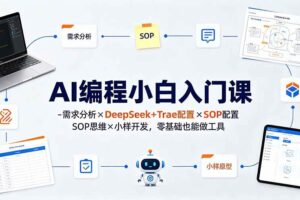 （19539期）AI编程小白入门课-需求分析×DeepSeek+Trae配置×SOP思维×小样开发，零基础也能做工具