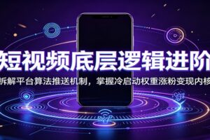 短视频底层逻辑进阶：拆解平台算法推送机制，掌握冷启动权重涨粉变现内核