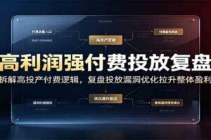 高利润强付费投放复盘：拆解高投产付费逻辑，复盘投放漏洞优化拉升整体盈利