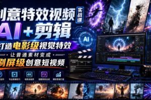 创意特效视频实战课,AI+剪辑打造电影级视觉特效,让普通素材变成刷屏级创意短视频