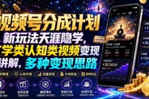 视频号分成计划新玩法天涯隐学，玄学类认知类视频变现讲解，多种变现思路