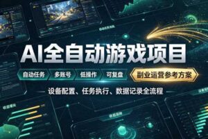 AI全自动游戏躺賺副业：日入几百，稳定运行三年的项目！【揭秘】