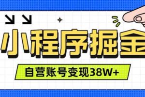 微信小程序掘金,团队自营小程序累计变现38W+,稳定运营三年,一部手机即可操作【揭秘】