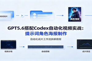GPT5.6搭配Codex自动化视频实战:提示词角色海报制作,自动化成片工作流拆解教程