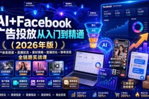 AI+Facebook广告投放从入门到精通(2026年版)|账户体系搭建・直播投流・素材策略・数据优化・聊单变现全链路实战课