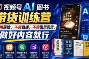 视频号AI图书带货训练营，不用露脸、不用直播、不用囤货发货，做好内容就行，一条爆款视频佣金8942