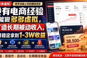 没有电商经验也能做多多虚拟,打造长期被动收入,每月稳定拿到1-3W收益【揭秘】