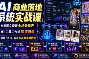 AI商业落地系统实战课｜电商图文视频全场景量产・AI工具工作流深度拆解・服饰/百货/探店多品类落地教程