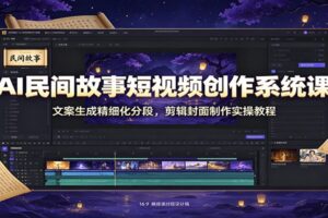 AI民间故事短视频创作系统课：文案生成精细化分段，剪辑封面制作实操教程