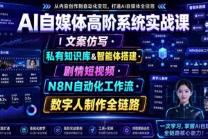 AI自媒体高阶系统实战课|文案仿写・私有知识库&智能体搭建・剧情短视频・N8N自动化工作流・数字人制作全链路