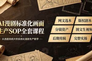 （19806期）AI漫剧标准化画面生产SOP全套课程-更新，网文选本版权剧本分镜资产全覆盖，图文生视频后期剪辑完整实操教学