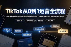 （19830期）TikTok从0到1运营全流程-更新：平台认知×刷机SOP×指纹浏览器×爆款对标×Kalodata选品×店铺后台×达人建联
