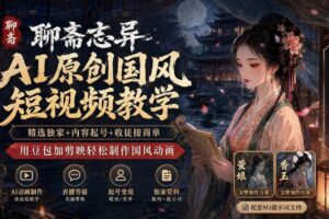 （19834期）聊斋志异AI原创国风短视频教学；精选独家+内容起号+收徒接商单，用豆包加剪映轻松制作国风动画