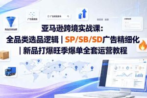 （19837期）亚马逊跨境实战课-更新：全品类选品逻辑｜SP/SB/SD广告精细化｜新品打爆旺季爆单全套运营教程