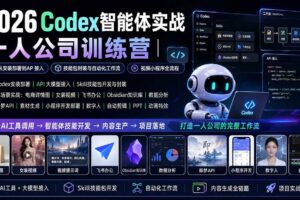 （19876期）2026Codex智能体实战｜一人公司训练营｜从安装部署到API接入｜技能包封装与自动化工作流｜视频小程序全流程