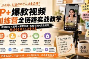 （19885期）IP+爆款视频训练营全链路实战教学-更新；赛道定位+起号+爆款创作+私域引流+商业变现，搭建专属个人流量体系