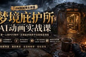 （19886期）梦境庇护所AI动画实战课：7.6W粉丝博主亲授第一人称POV制作，从零起步到多平台发布变现全流程
