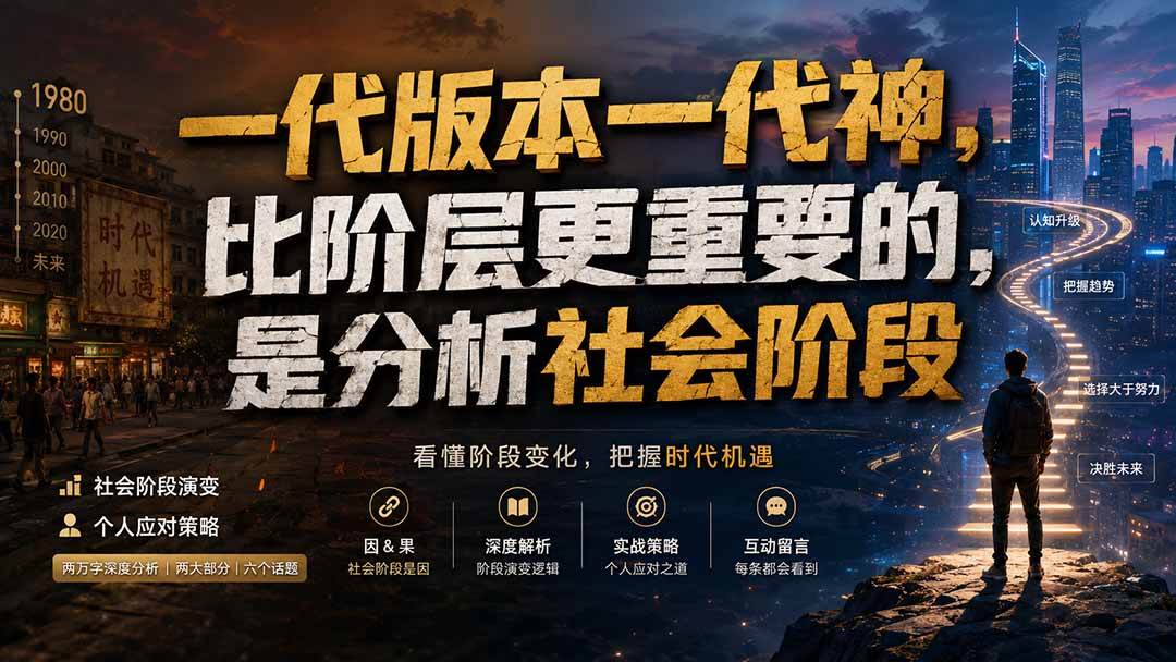 （19745期）付费文章：一代版本一代神，比阶层更重要的，是分析社会阶段