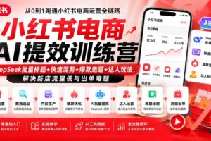 （19749期）小红书电商AI提效训练营—DeepSeek批量标题+快速混剪+爆款选题+达人玩法，解决新店流量低与出单难题