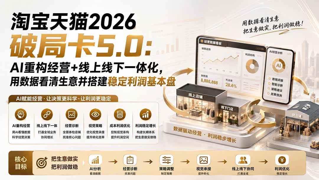 （19748期）淘宝天猫2026破局卡5.0：AI重构经营+线上线下一体化，用数据看清生意并搭建稳定利润基本盘