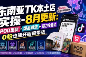 （19963期）东南亚TK本土店实操-8月更新：POD定制+爆品截流+暴力冷启动，0粉也能开橱窗带货