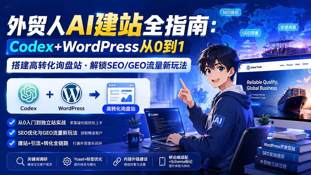 （20003期）外贸人AI建站全指南：Codex+WordPress从0到1·搭建高转化询盘站·解锁SEO/GEO流量新玩法-更新8月